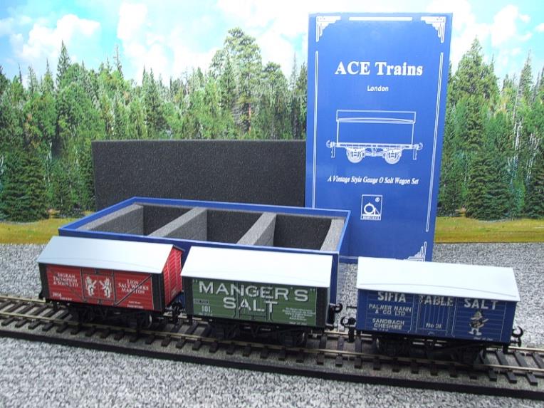 Ace Trains O Gauge G6 SV3 Private Owner Salt Wagons x3 Set 3 Bxd image 19