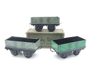 Hornby O Gauge Open Coal - Mineral Wagons x3 Set Vintage Tinplate image 1