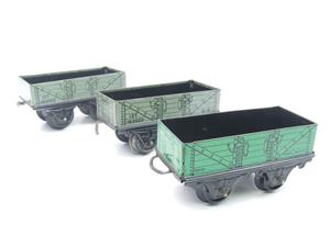 Hornby O Gauge Open Coal - Mineral Wagons x3 Set Vintage Tinplate image 3