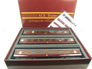 Ace Trains O Gauge C28A LMS Maroon Coronation Scot Coaches x3 Set A Brand NEW Boxed 2/3 Rail Bargain Clearance Priced Ltd Stock image 1