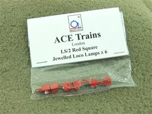 Ace Trains O Gauge LS2 Red Square Jewelled Square Loco Lamps Pack of Six Pack image 1