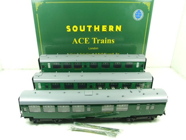 Ace Trains O Gauge C21B SR Green Bulleid Post War x3 Coaches Set B Boxed image 21