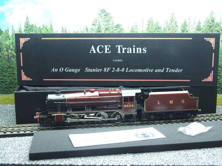 Ace Trains O Gauge E/38A, LMS Lined Gloss Maroon Class 8F, 2-8-0 Locomotive and Tender R/N 8624 2/3 Rail Boxed image 20