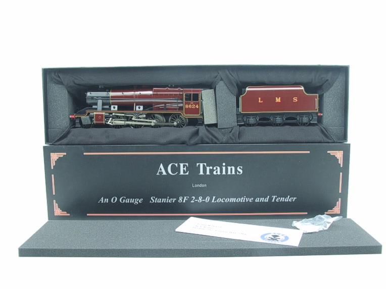 Ace Trains O Gauge E/38A, LMS Lined Gloss Maroon Class 8F, 2-8-0 Locomotive and Tender R/N 8624 2/3 Rail Boxed image 22