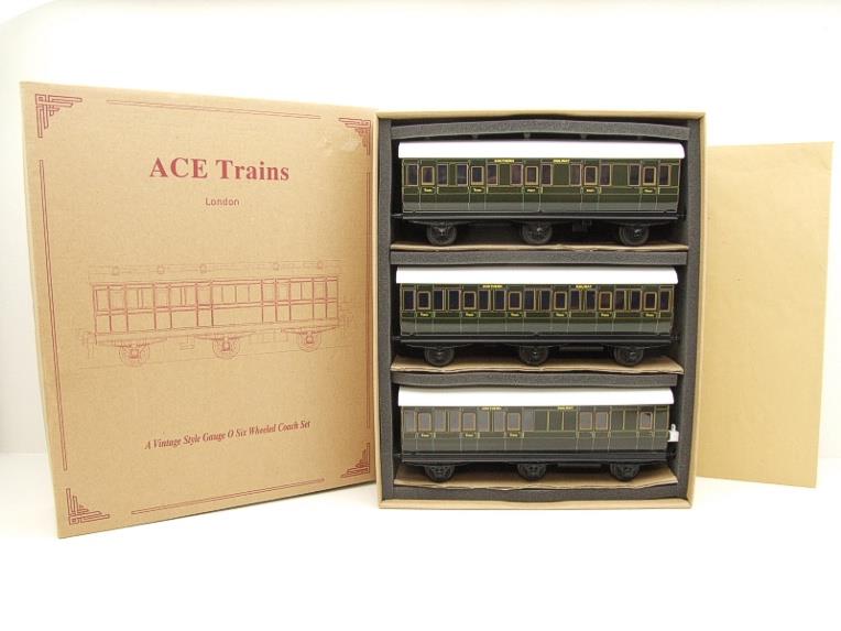 Ace Trains O Gauge C24 SR Southern Green Six Wheeled Passenger Coaches x3 Set Boxed 2/3 Rail image 15