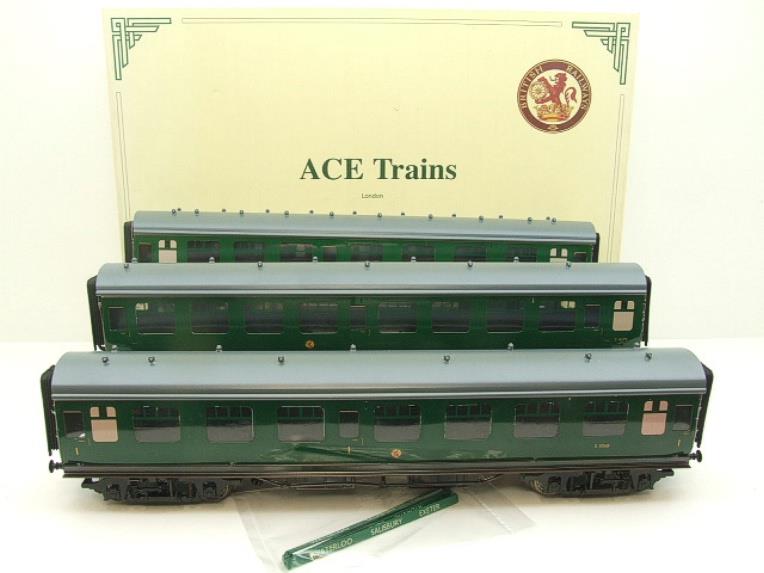 Ace Trains O Gauge C13B BR MK1 SR Southern Green Coaches x3 Set B Boxed 2/3 Rail "Atlantic Coast Coach Set" image 20