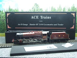 Ace Trains O Gauge E/38A, LMS Lined Gloss Maroon Class 8F, 2-8-0 Locomotive and Tender R/N 8624 2/3 Rail Boxed image 4