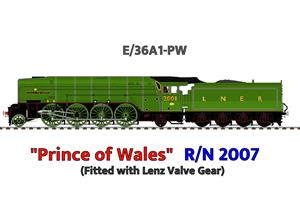 Ace Trains O Gauge, E/36A1-PW, Non-Streamlined Edition, Class P2, LNER, Lined Apple Green 2-8-2 Loco & Tender Named "Prince of Wales" R/N: 2007, Fitted With Lenz Valve Gear, Metal, 2/3 Rail, Brand NEW Special Edition image 1