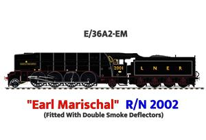 Ace Trains O Gauge, E/36A2-EM, Non-Streamlined Edition, Class P2, LNER, Gloss Lined Black, 2-8-2 Loco & Tender Named "Earl Marischal" R/N: 2002, Fitted With Double Smoke Deflectors, Metal, 2/3 Rail, Brand NEW image 1
