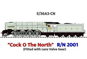 Ace Trains O Gauge, E/36A3-CN, Non-Streamlined Edition, Class P2, LNER Two Tone Grey, 2-8-2 Loco & Tender named "Cock O The North" R/N: 2001, Lenz Valve Gear, Metal, 2/3 Rail, Brand NEW Special Edition image 1