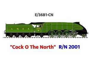 Ace Trains O Gauge E36B1 Class P2 LNER Lined Apple Green Streamlined A4 Body  - "Cock O The North" R image 1