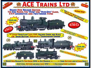 Ace Trains O Gauge E/30C2 "Duke" Class G/W 4-4-0 Loco & Shirt button CW Tender UnLined Green & Black image 1
