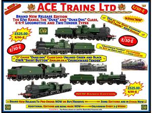 Ace Trains O Gauge E/30-E Dukedog Class GWR 4-4-0 Loco & C/Ward Tender Unlined Green & Black image 1