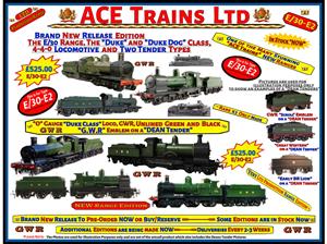 Ace Trains O Gauge E/30-E2 Dukedog Class GWR 4-4-0 Loco & Dean Tender Un-Lined Green & Black image 1