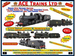 Ace Trains, O Gauge, E/30-G, Dukedog Class, Early BR, 4-4-0 Loco & C/W Tender, Unlined Satin Black image 1