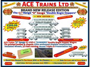 Ace Trains O Gauge G7-HWS2 Bogie Hopper Wagon"Set 2" x3 Triple"Summers" Box Presentation Set image 1