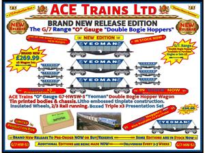 Ace Trains O Gauge G7-HWS3 Bogie Hopper Wagon"Set 3" x3 Triple"Yeoman" Box Presentation Set image 1