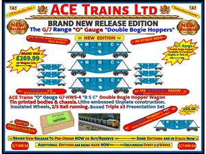 Ace Trains O Gauge G7-HWS4 Bogie Hopper Wagon"Set 3" x3 Triple"B S C" Box Presentation Set image 1