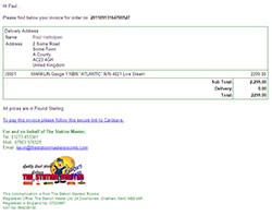 E-mail invoice screen shot